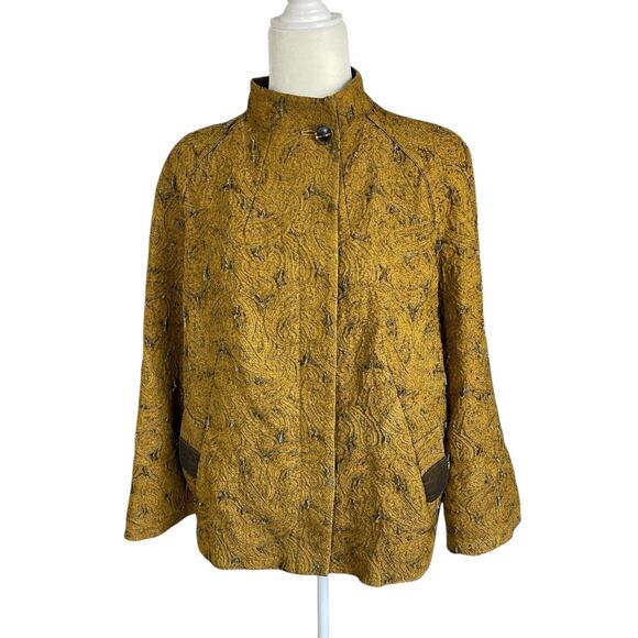 Rena Lange Silk Blend Brocade Paisley Swing Jacket Size Large Lagenlook Artsy - Picture 4 of 13
